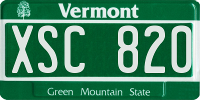 VT license plate XSC820