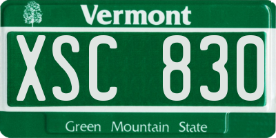 VT license plate XSC830