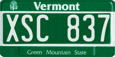 VT license plate XSC837