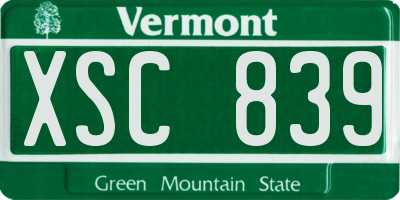 VT license plate XSC839
