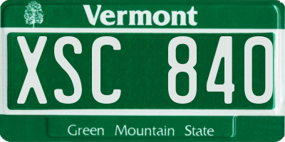 VT license plate XSC840