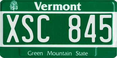 VT license plate XSC845