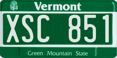 VT license plate XSC851