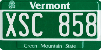 VT license plate XSC858