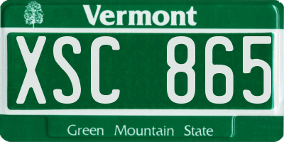 VT license plate XSC865
