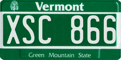 VT license plate XSC866