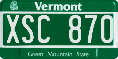 VT license plate XSC870