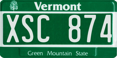 VT license plate XSC874