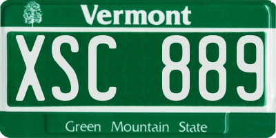 VT license plate XSC889