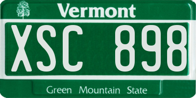 VT license plate XSC898