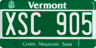 VT license plate XSC905