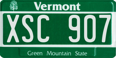VT license plate XSC907