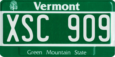 VT license plate XSC909