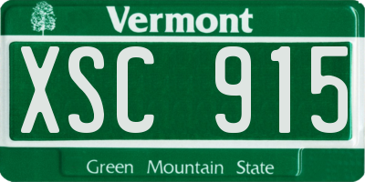 VT license plate XSC915