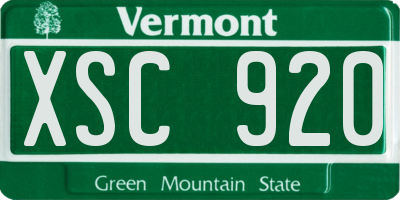 VT license plate XSC920