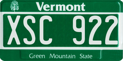 VT license plate XSC922