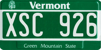 VT license plate XSC926
