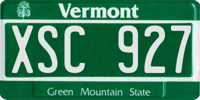 VT license plate XSC927