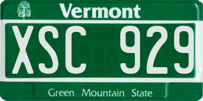 VT license plate XSC929