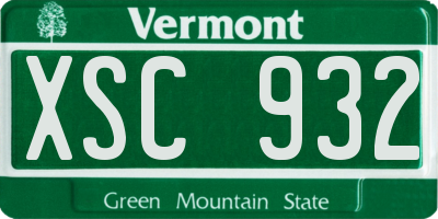 VT license plate XSC932