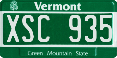 VT license plate XSC935