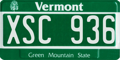 VT license plate XSC936