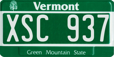 VT license plate XSC937