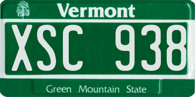VT license plate XSC938
