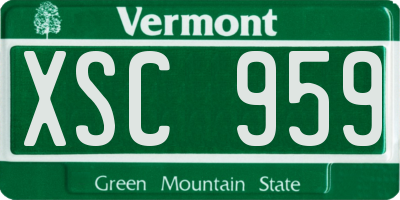 VT license plate XSC959