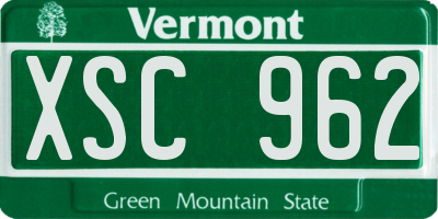 VT license plate XSC962