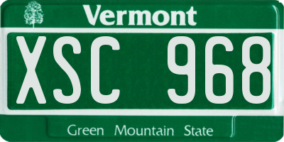VT license plate XSC968