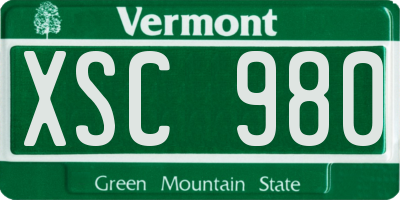VT license plate XSC980