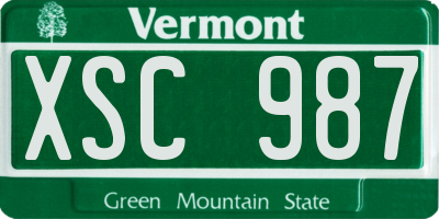 VT license plate XSC987
