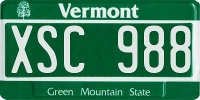 VT license plate XSC988
