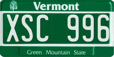 VT license plate XSC996