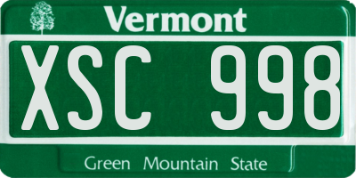 VT license plate XSC998