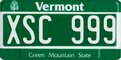 VT license plate XSC999