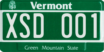 VT license plate XSD001