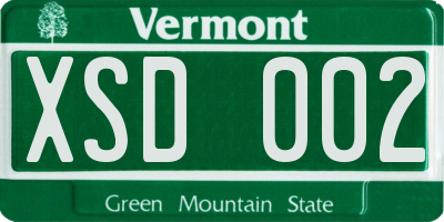 VT license plate XSD002