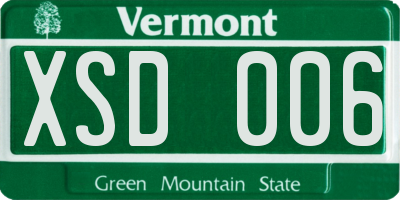 VT license plate XSD006