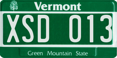VT license plate XSD013