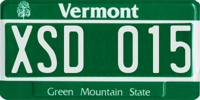 VT license plate XSD015