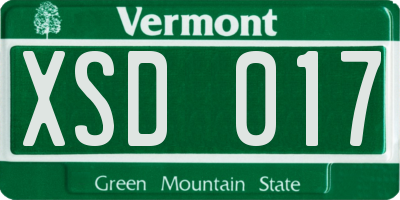 VT license plate XSD017