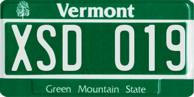 VT license plate XSD019