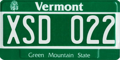 VT license plate XSD022