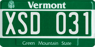 VT license plate XSD031