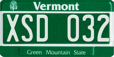VT license plate XSD032
