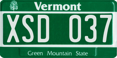VT license plate XSD037