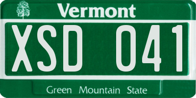 VT license plate XSD041