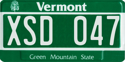 VT license plate XSD047